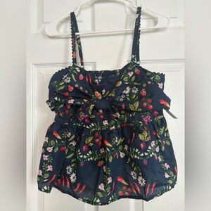Old Navy Smocked Peplum Tank Top – Fruit & Floral Print | NWT | Size M
